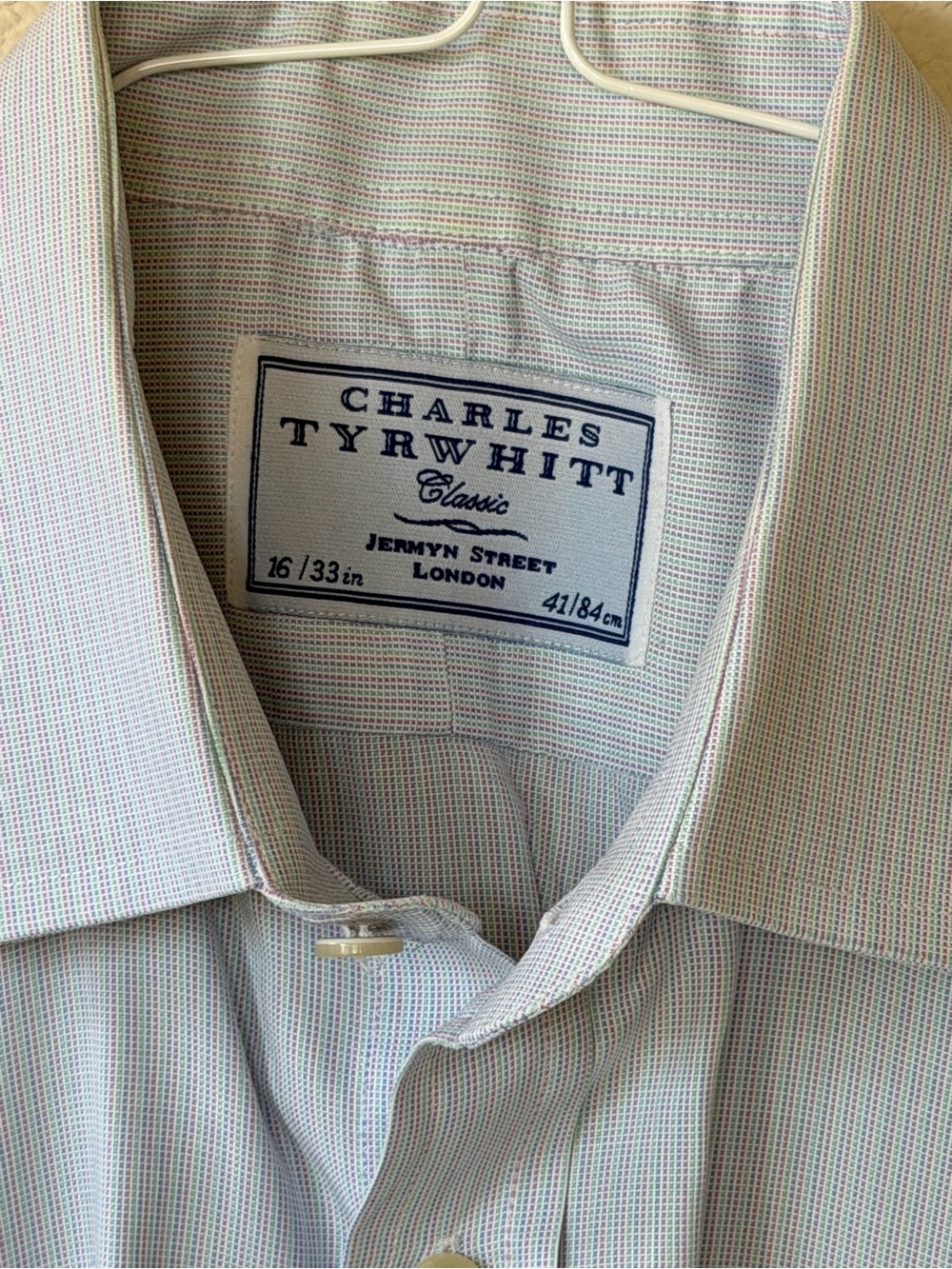 Charles Tyrwhitt Men’s Dress Shirt in Light Green and White Micro-Stripe